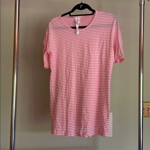 Lululemon Pink Striped Devotion SS Tee